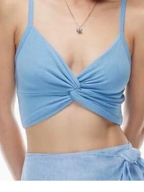 Aritzia Wilfred Women’s Light Blue Twist Front Cropped Tank Top medium
